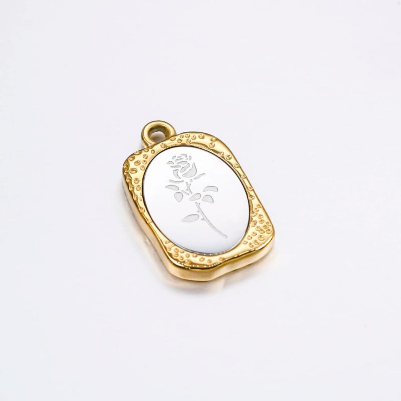 3pcs Stainless Steel Charms Vintage Rose DIY Jewelry Making