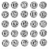 Vintage A-Z Openwork Alphabet Crystal Charm 925 Silver Beads