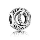 Vintage A-Z Openwork Alphabet Crystal Charm 925 Silver Beads