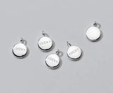 925 Silver Plated English Disc Pendants 6.5mm Round LUCKY Blessing Charms