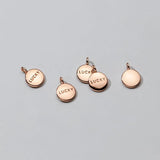 925 Silver Plated English Disc Pendants 6.5mm Round LUCKY Blessing Charms