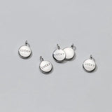 925 Silver Plated English Disc Pendants 6.5mm Round LUCKY Blessing Charms