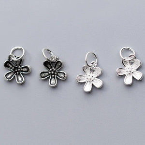 925 Sterling Silver Flower Charms Jewelry Findings Gift