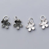 925 Sterling Silver Flower Charms Jewelry Findings Gift