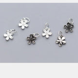 925 Sterling Silver Flower Charms Jewelry Findings Gift