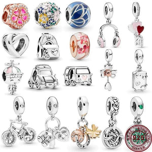 925 Silver Pet Dog Balloon Boy Car Beads Women Bracelet Charm Jewelry