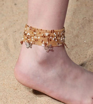 Bohemian Beach Beaded Anklet Bracelet Ethnic Butterfly Foot Jewelry