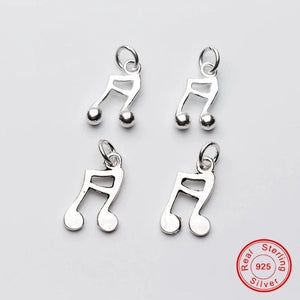 925 Sterling Silver Music Note Pendant Charms for DIY Jewelry