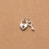 Sterling Silver Heart Lock and Key Charms for DIY Necklace