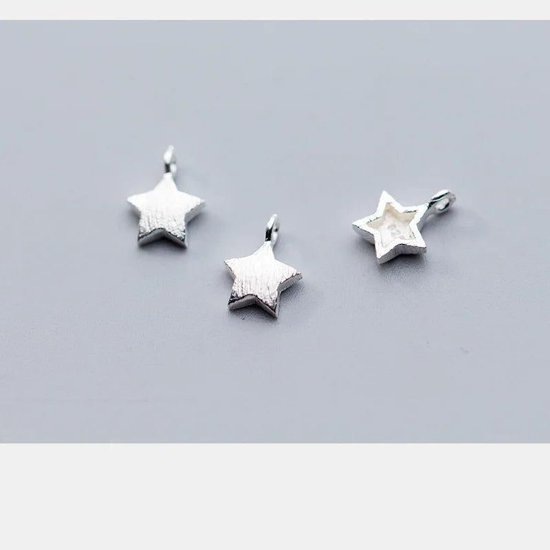 925 Silver Wire Drawing Dangle Earrings Charms Moon Star Pendants
