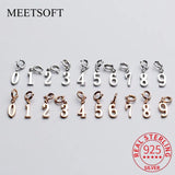 925 Silver Number Dangle Charms DIY Necklace Accessory