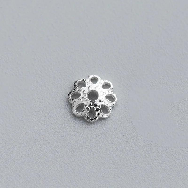 10pcs S925 Sterling Silver 6mm Flower Bead Caps DIY Jewelry Accessory