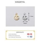 925 Silver Moon Zircon Charms for Necklace DIY Jewelry Gift