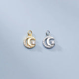 925 Silver Moon Zircon Charms for Necklace DIY Jewelry Gift