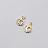 925 Silver Moon Zircon Charms for Necklace DIY Jewelry Gift