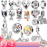 Schnauzer French Bulldog 925 Silver Charm Beads for Bracelet DIY Jewelry