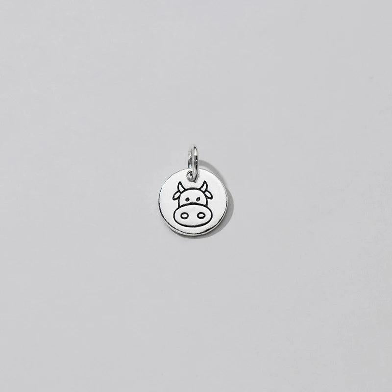925 Silver Cow Pattern Charms DIY Jewelry Accessory Gift