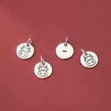 925 Silver Cow Pattern Charms DIY Jewelry Accessory Gift