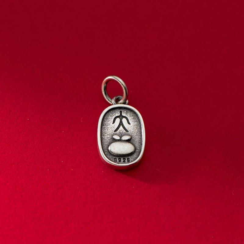 925 Silver Good Luck Pictogram Print Pendant DIY Supplies