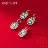 925 Silver Good Luck Pictogram Print Pendant DIY Supplies