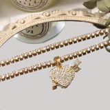 2Pcs Love Heart Crystal Anklets for Women Bling Rhinestone Ankle Bracelet