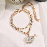 2Pcs Love Heart Crystal Anklets for Women Bling Rhinestone Ankle Bracelet