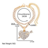2Pcs Love Heart Crystal Anklets for Women Bling Rhinestone Ankle Bracelet