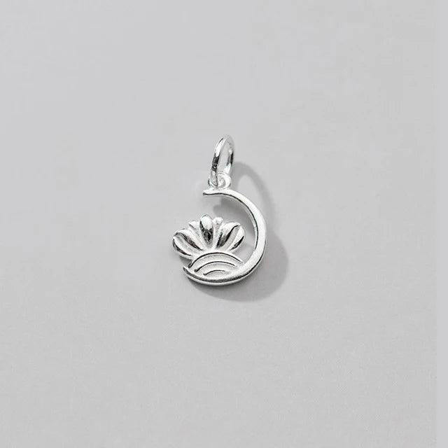 925 Silver Moon & Flower Charms for DIY Necklace - Gift