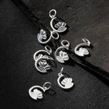925 Silver Moon & Flower Charms for DIY Necklace - Gift