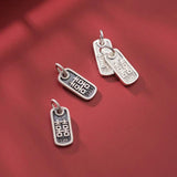 925 Sterling Silver Square Doubles Happiness Charms for DIY Necklace