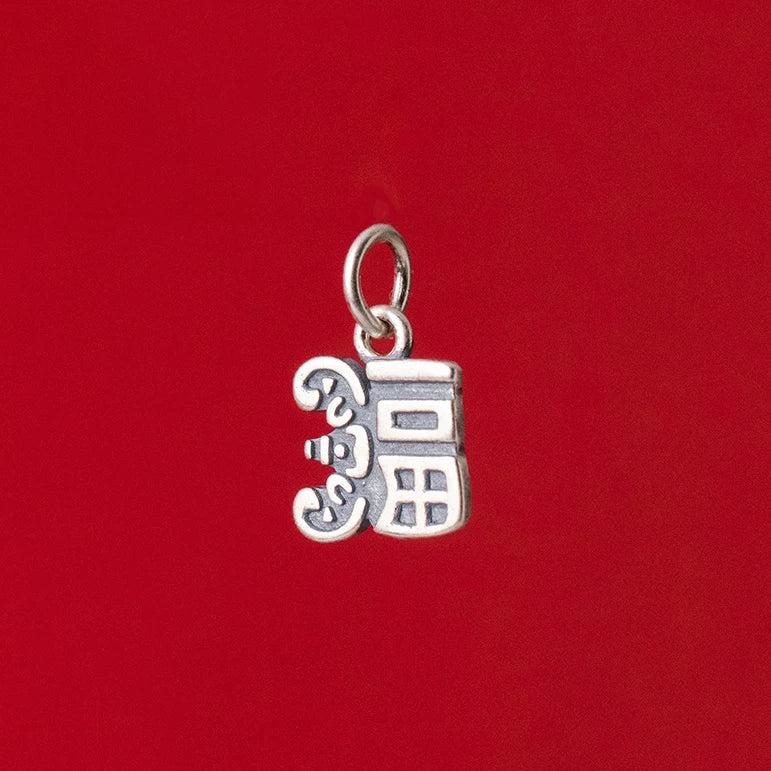 925 Silver Retro Chinese Character Pendant Charm DIY Making
