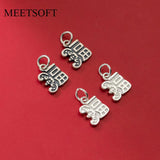 925 Silver Retro Chinese Character Pendant Charm DIY Making