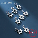 Vintage 925 Silver Matte Star Charm DIY Jewelry Accessory