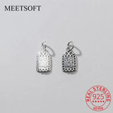 S925 Geometry Hollow Square Luck Charms DIY Bracelet Accessory
