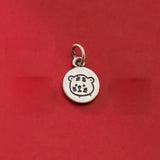 925 Silver 9.8MM Geometric Round Zodiac Tiger Pendant Charm DIY Drop