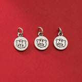 925 Silver 9.8MM Geometric Round Zodiac Tiger Pendant Charm DIY Drop