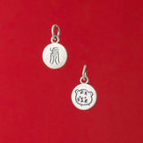 925 Silver 9.8MM Geometric Round Zodiac Tiger Pendant Charm DIY Drop