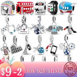 925 Sterling Silver Eiffel Tower Travel Dangle Charm Bead