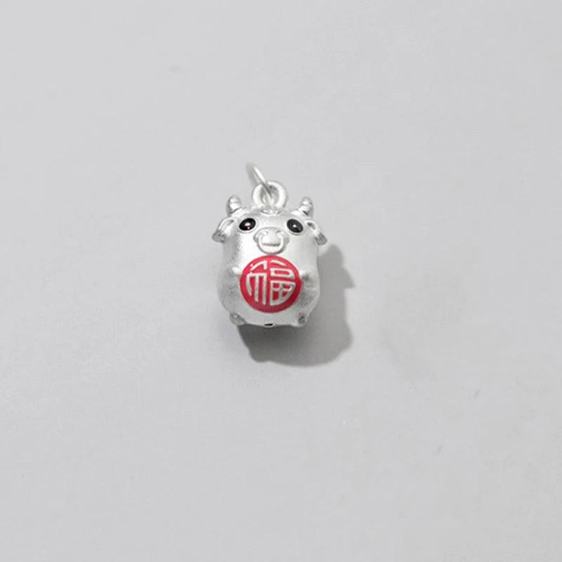 925 Sterling Silver Luck Cow Animals Charms DIY Jewelry Necklace Accessory