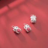 925 Sterling Silver Luck Cow Animals Charms DIY Jewelry Necklace Accessory