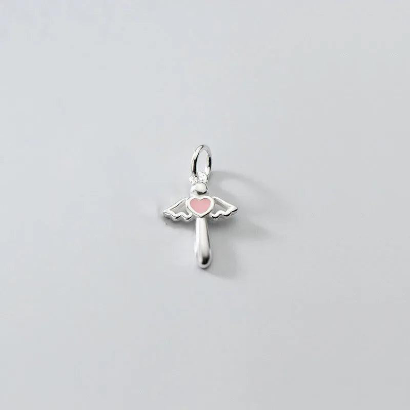 925 Silver Pink Angel DIY Jewelry Necklace Bracelet Accessory