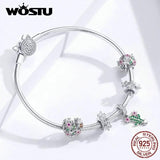 925 Silver Bird Charms Pendant Heart Beads Bracelet Necklace Jewelry