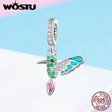925 Silver Bird Charms Pendant Heart Beads Bracelet Necklace Jewelry
