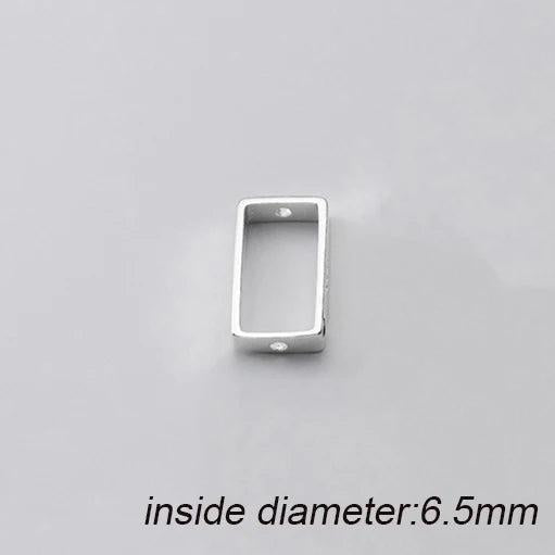 Classic S925 Sterling Silver Square Bead Frame Charms for DIY Jewelry Making