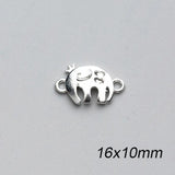 S925 Sterling Silver Elephant Double Holes Charms DIY Jewelry Accessory
