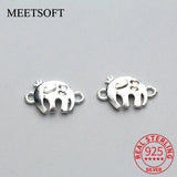 S925 Sterling Silver Elephant Double Holes Charms DIY Jewelry Accessory