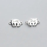 S925 Sterling Silver Elephant Double Holes Charms DIY Jewelry Accessory