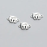 S925 Sterling Silver Elephant Double Holes Charms DIY Jewelry Accessory