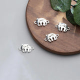 S925 Sterling Silver Elephant Double Holes Charms DIY Jewelry Accessory