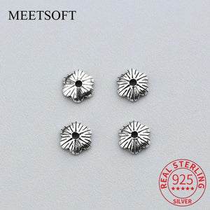 10pcs 925 Sterling Silver 6mm Flower Bead Caps DIY Fine Jewelry Accessory